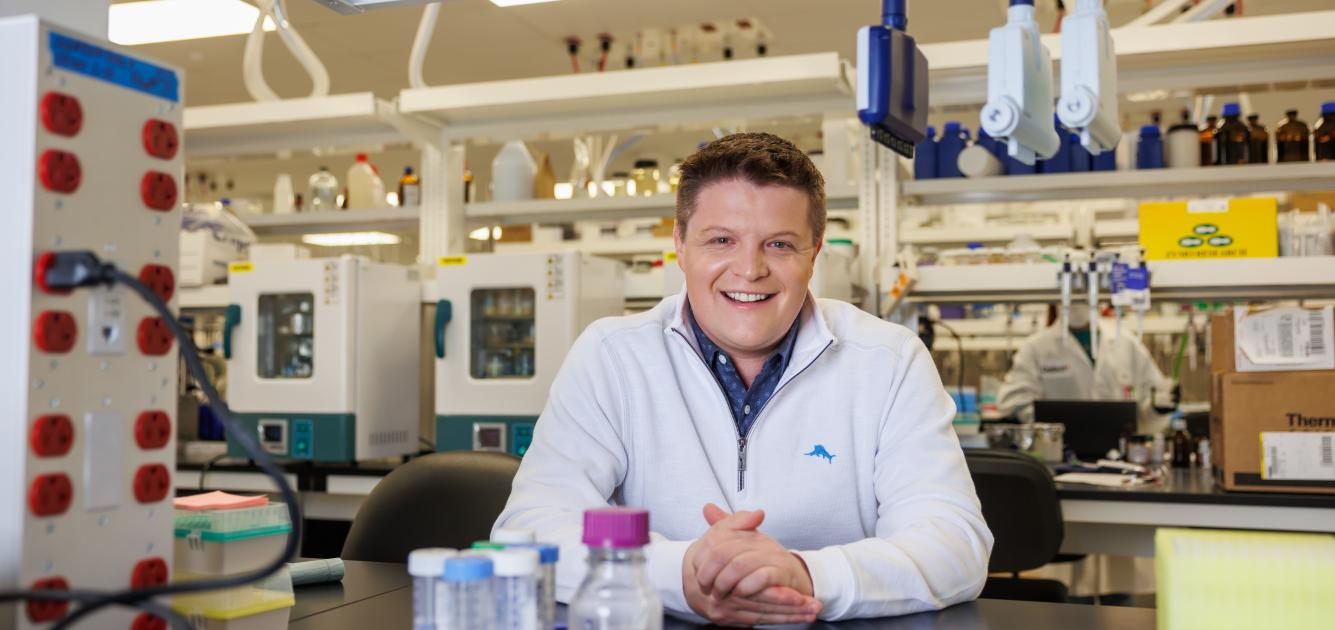 Scientist in the Debut Biotech laboratory where novel cosmetic ingredients are developed